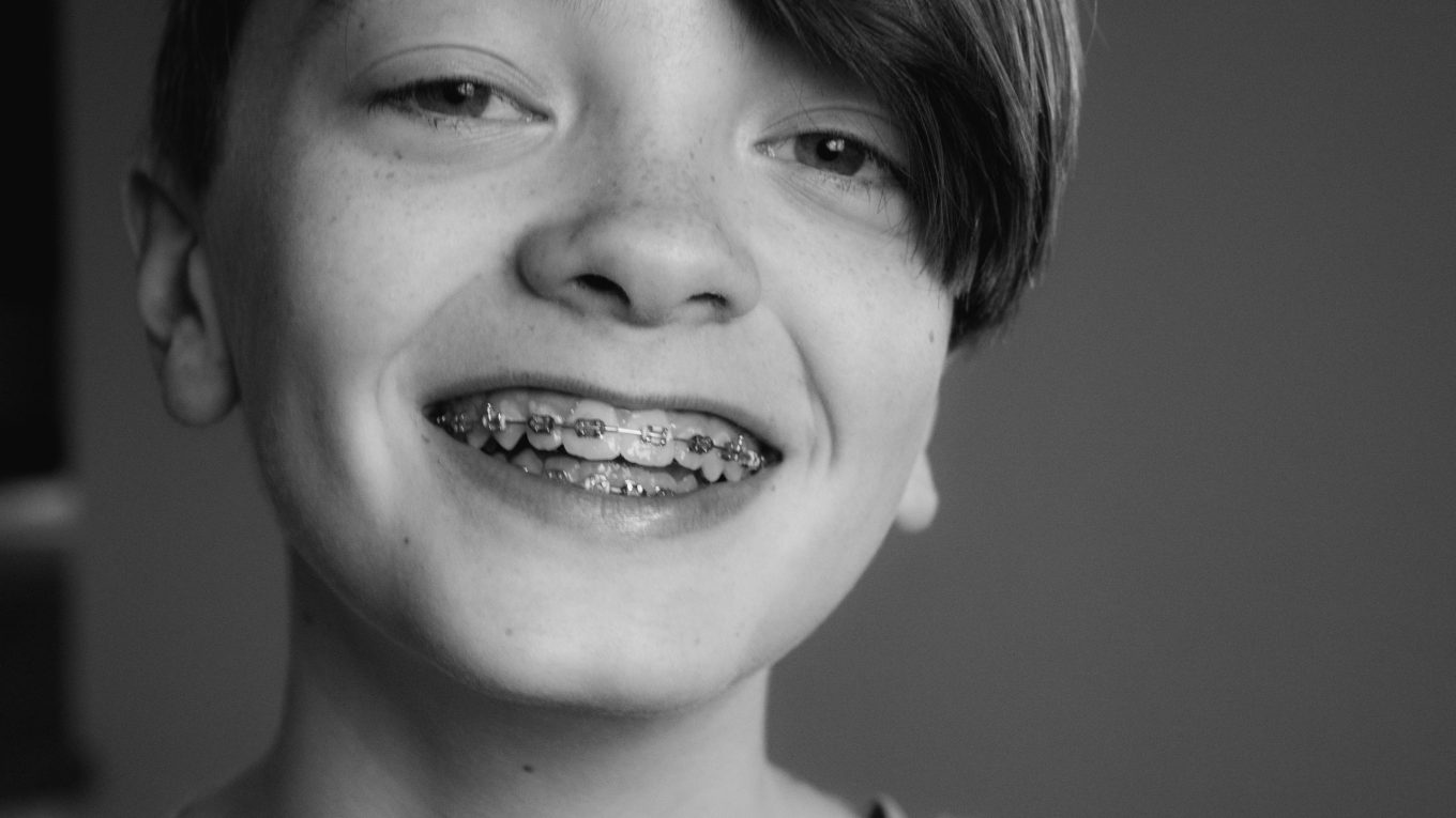 Young boy with braces