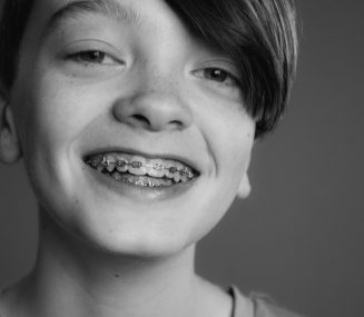 Young boy with braces